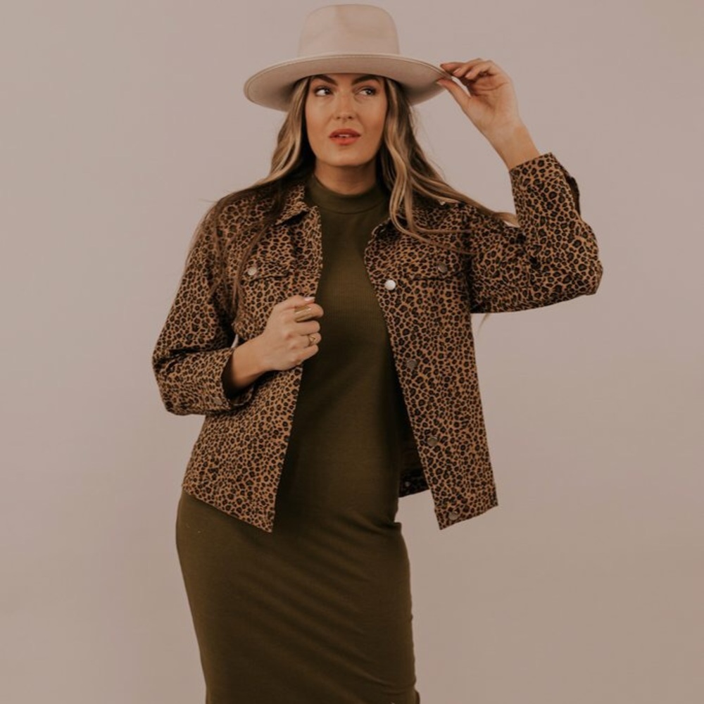 Roolee boutique leopard print denim jacket